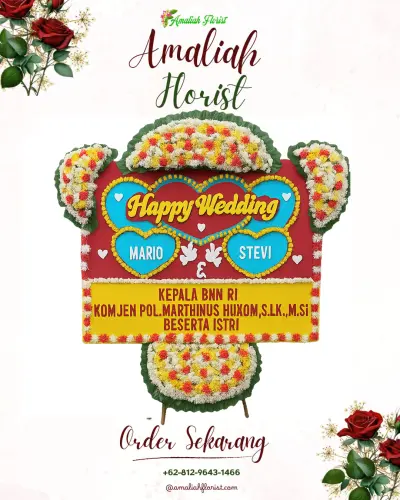 Karangan Papan Bunga Pernikahan di Sukaramai I